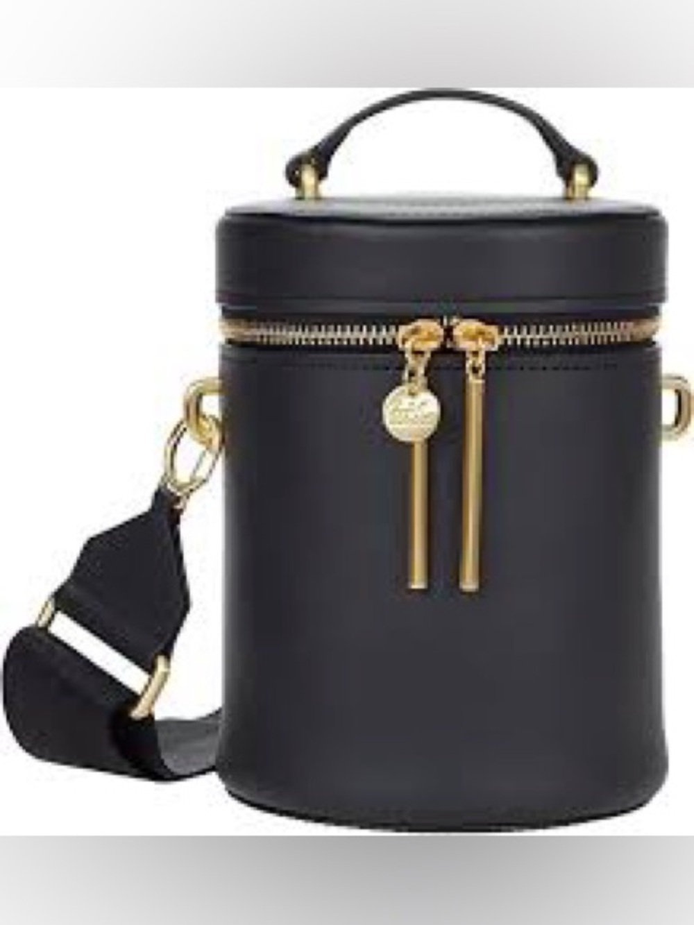ZAC Zac Posen Black Leather Cylinder Crossbody with Gold Hardware